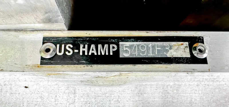 Slide: The Image of 2023 Harris Grand Mariner 230 identification plate with serial number US-HAMP5491F32. - 23