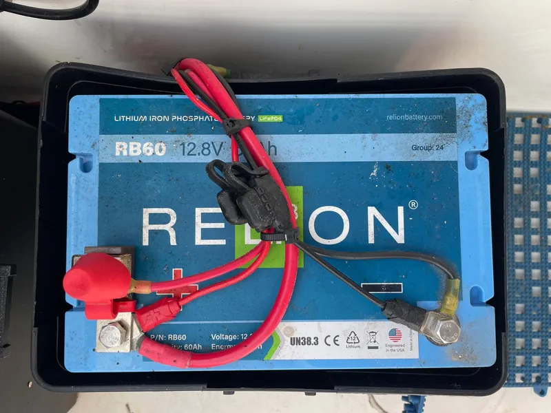 Slide: The Image of Lithium iron phosphate battery in a 2009 Contender 39 Tournament boat. - 40