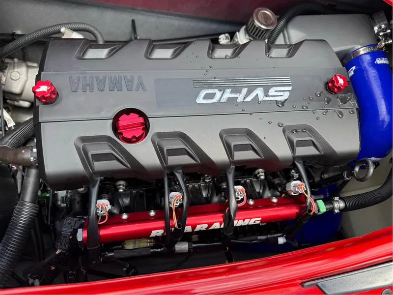 Slide: The Image of 2022 Yamaha FX Cruiser SVHO engine with red accents and visible components. - 9