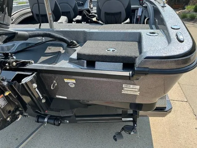 Slide: The Image of 2025 Ranger 1880MS boat, rear view showing seating and motor area. - 17