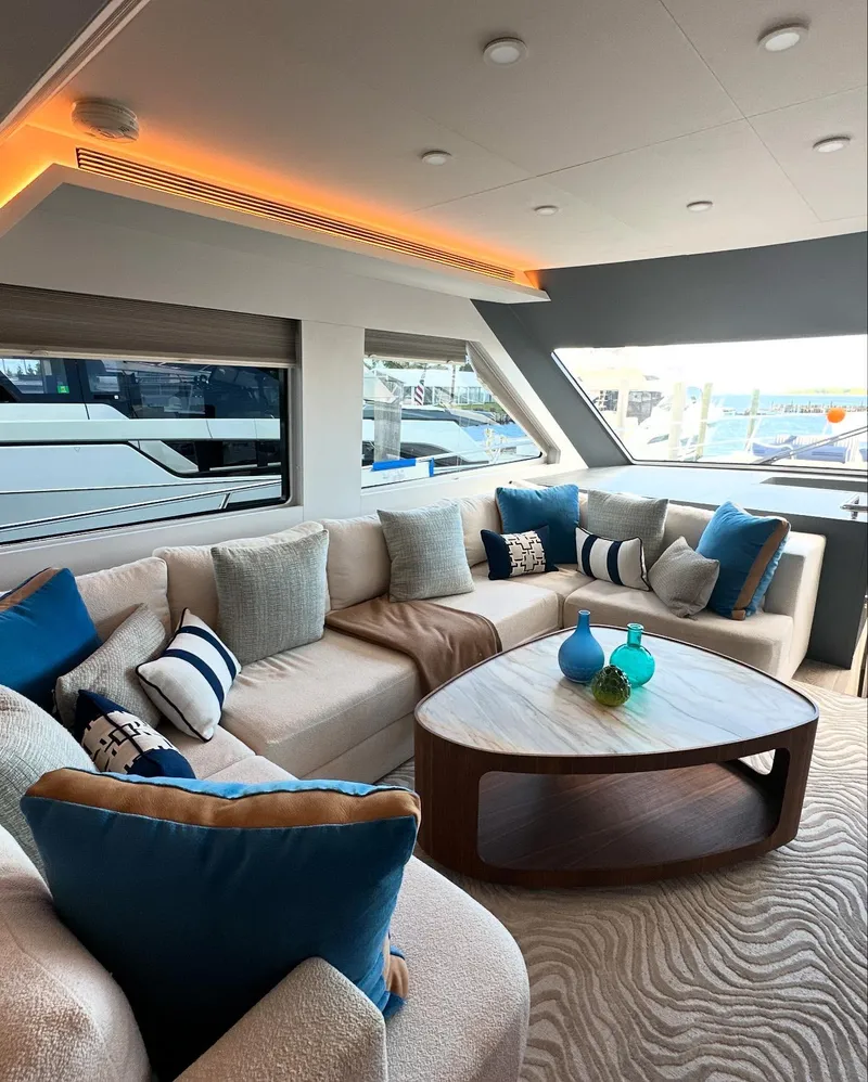 Slide: The Image of Luxurious interior of 2023 CL Yachts CLB65 with elegant seating and modern decor. - 25