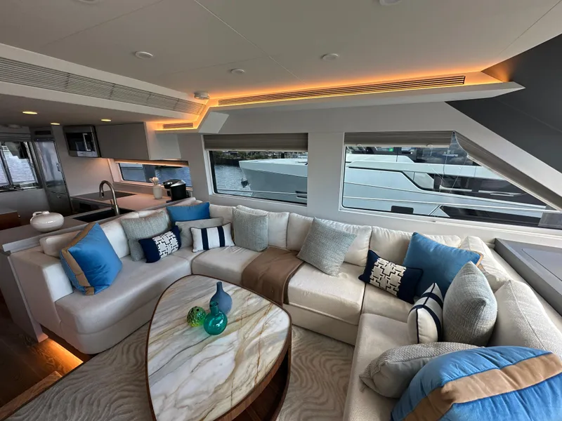 Slide: The Image of Luxurious interior of 2023 CL Yachts CLB65 with elegant seating and modern decor. - 26