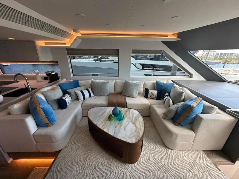 Slide: The Image of Luxurious interior of 2023 CL Yachts CLB65 with elegant seating and modern decor. - 27