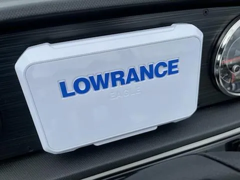 Slide: The Image of Lowrance Eagle device on 2025 Godfrey SWEETWATER 2286SFL dashboard. - 12