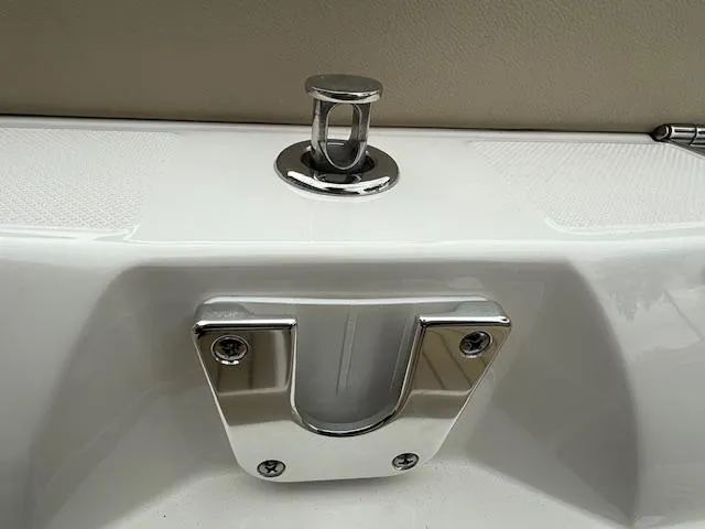 Slide: The Image of Regal 24 FasDeck 2012 boat cleat and mount detail, chrome finish. - 9