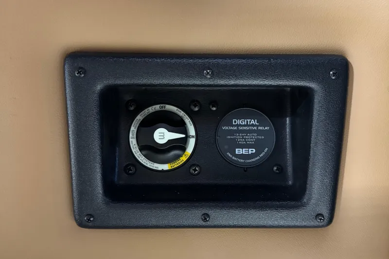 Slide: The Image of Control panel of 2025 Tahoe Pontoon LTZ Elite Windshield with digital voltage sensitive relay. - 16