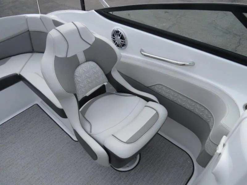 Slide: The Image of 2023 Hurricane SunDeck 2400 OB boat interior with stylish seating and modern design. - 9