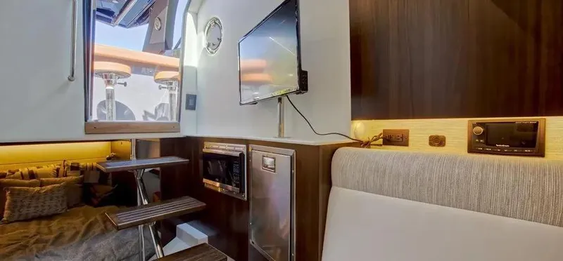 Slide: The Image of Interior of 2023 Cruisers Yachts 38 GLS, featuring modern amenities and stylish design. - 10