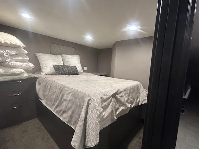 Slide: The Image of Cozy bedroom interior in 2020 Adonia houseboat with modern lighting and bedding. - 10