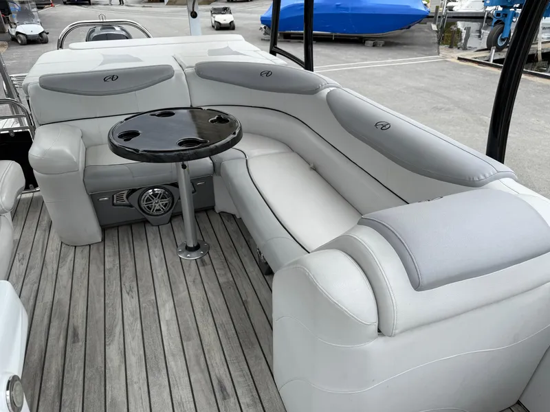 Slide: The Image of Luxurious seating area on 2015 Avalon Paradise Funship pontoon boat with sleek design. - 3