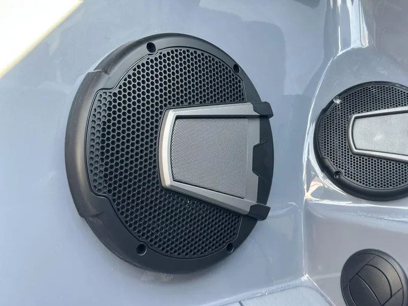 Slide: The Image of Close-up of Axis A225 2025 model speaker grille on a sleek surface. - 17