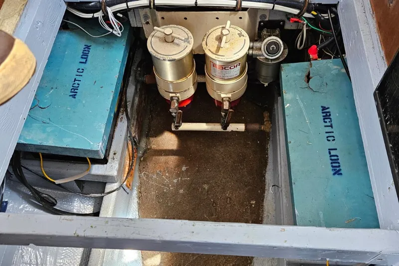 Slide: The Image of Engine compartment of a 1975 Monterey Diesel Cruiser Trawler with Arctic Loon components. - 20