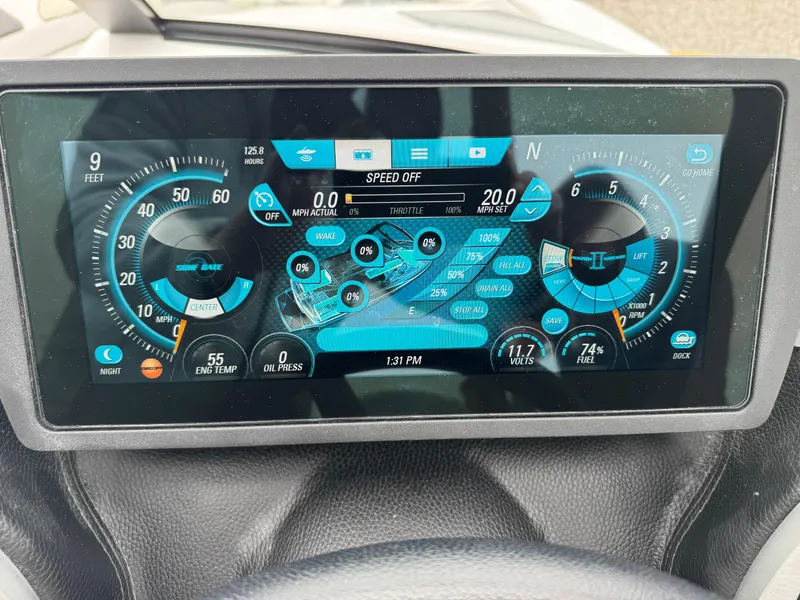 Slide: The Image of 2018 Malibu VLX dashboard display showing speed, engine temperature, and various controls. - 12