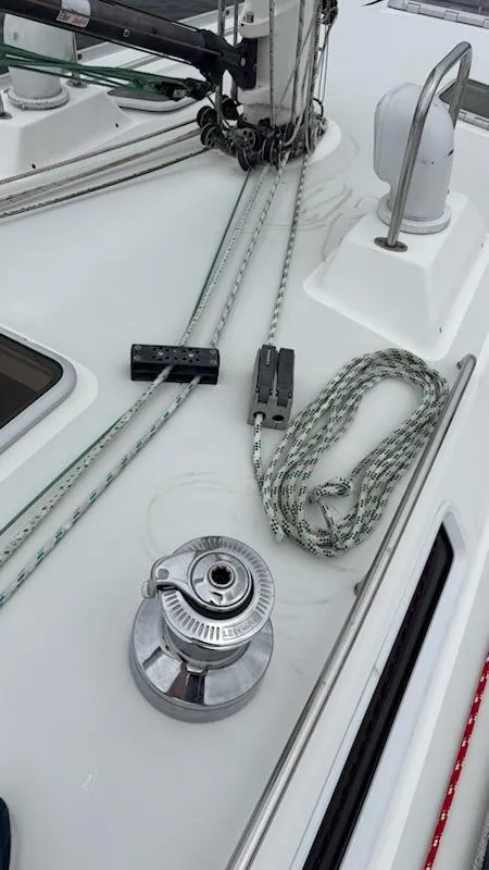 Slide: The Image of Deck of 2003 J Boats J/46 sailboat with winch and ropes. - 14