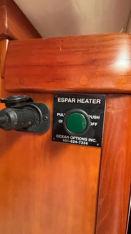 Slide: The Image of Espar heater control panel on 2003 J Boats J/46 sailboat interior. - 40
