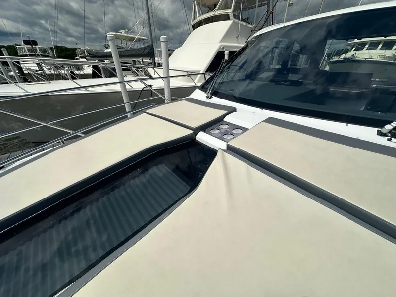 Slide: The Image of 2021 Galeon 425 HTS yacht with sleek deck design and modern features. - 26