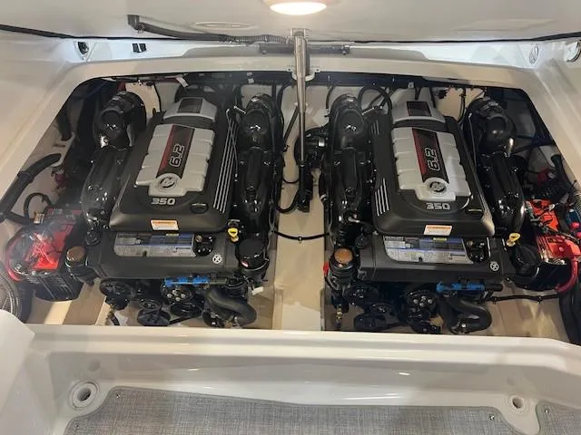 Slide: The Image of Twin engines in a 2025 Formula 310 Bowrider I/O boat, showcasing powerful performance. - 17