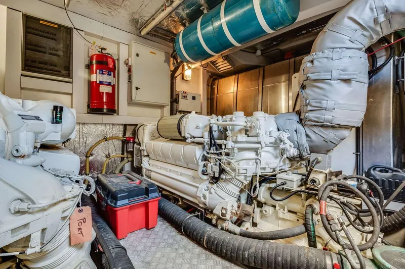 Slide: The Image of Engine room of 2009 Sunseeker Manhattan 70 yacht, featuring machinery and equipment. - 40