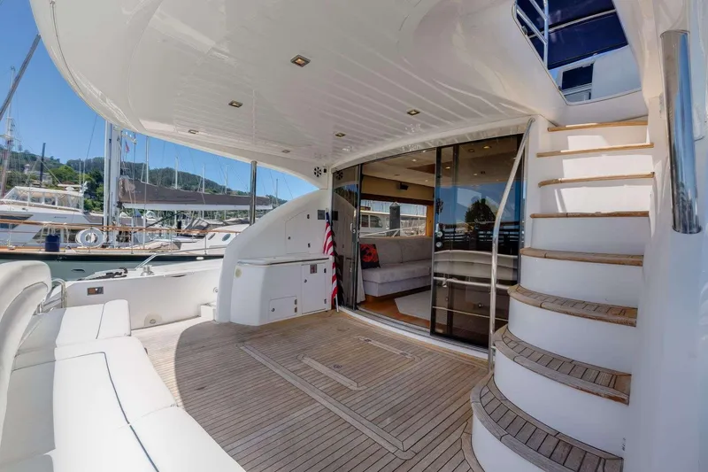 Slide: The Image of Luxurious 2009 Sunseeker Manhattan 70 yacht with elegant deck and modern interior. - 5