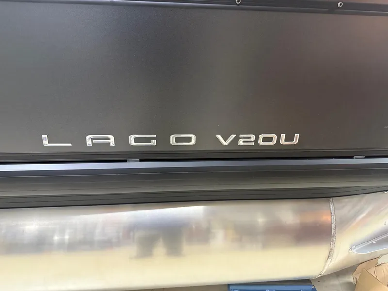 Slide: The Image of 2025 Viaggio V20U boat with "LAGO V20U" branding on the side. - 3