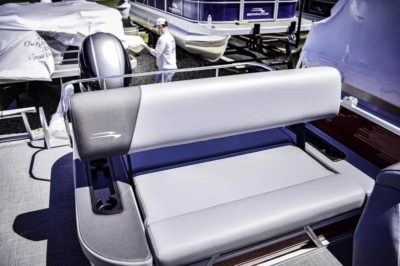 Slide: The Image of 2024 Bennington 22 SVSB boat with sleek seating and modern design. - 4