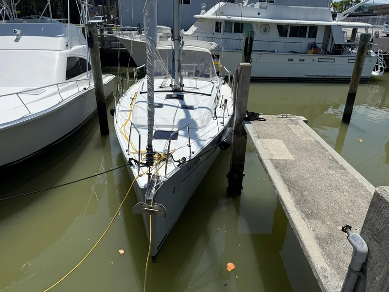 Slide: The Image of 2017 Beneteau Oceanis 41.1 sailboat docked in a marina. - 8