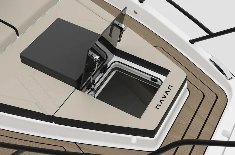 Slide: The Image of 2025 Navan S30 yacht deck with open hatch, showcasing sleek design and modern features. - 23