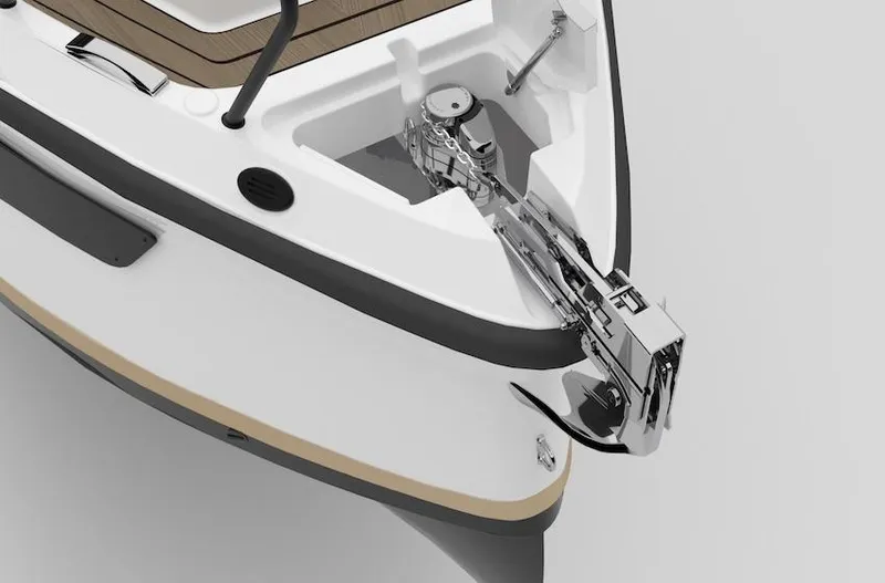 Slide: The Image of Bow of 2025 Navan S30 boat with anchor system and sleek design. - 24
