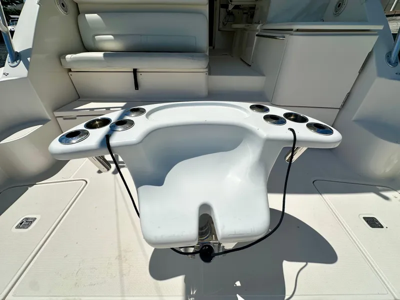 Slide: The Image of 2018 Tiara Yachts 4300 Open cockpit with seating and fishing rod holders. - 12