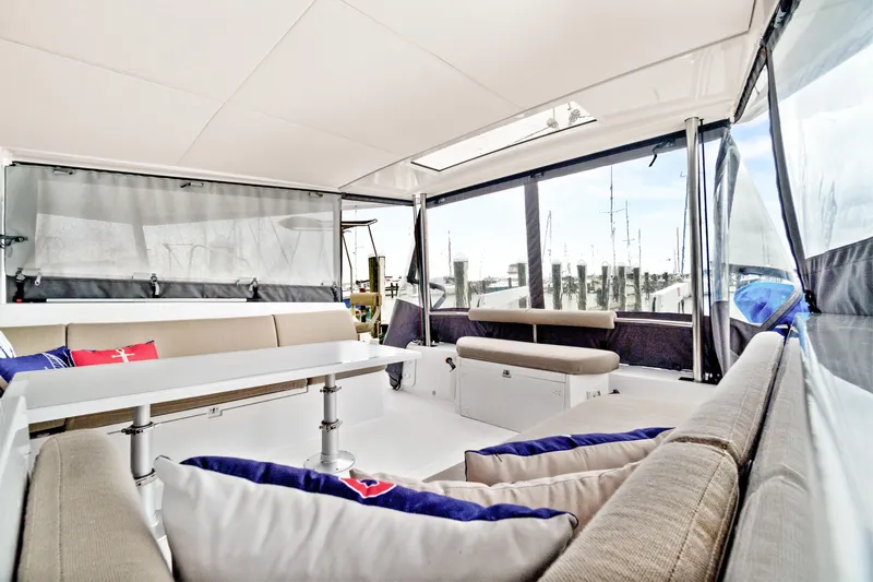 Slide: The Image of Luxurious interior of 2022 Nautitech 40 Open catamaran with spacious seating and modern design. - 17