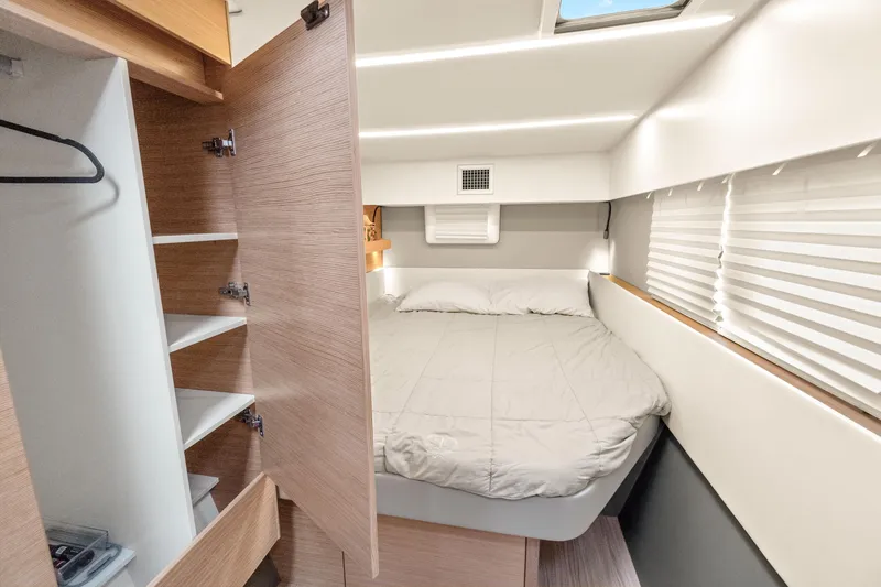 Slide: The Image of 2022 Nautitech 40 Open cabin interior with bed, closet, and modern design. - 20