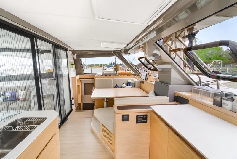 Slide: The Image of Modern interior of 2022 Nautitech 40 Open catamaran with sleek design and spacious layout. - 29