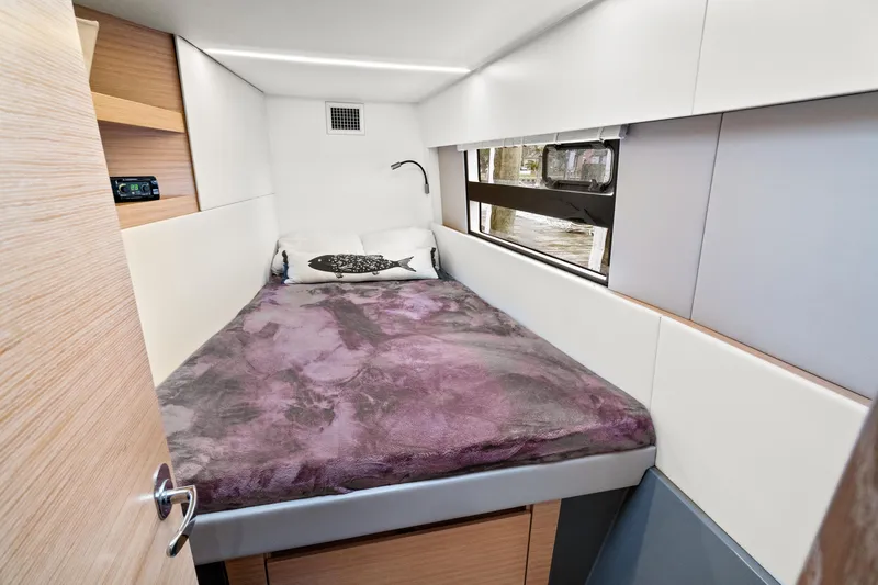 Slide: The Image of Cabin interior of 2022 Nautitech 40 Open catamaran with cozy bed and modern design. - 41