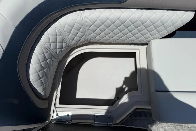 Slide: The Image of 2025 Godfrey Sweetwater 2286 SB boat seat with quilted upholstery and storage compartment. - 15