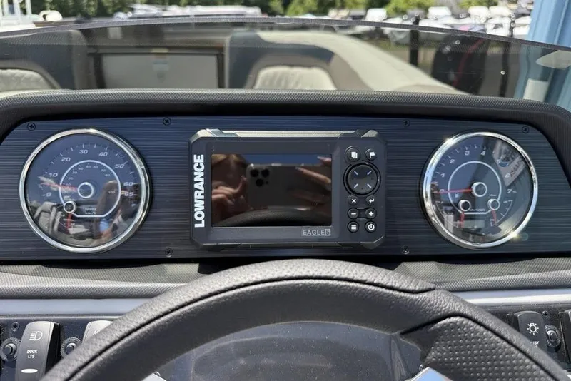Slide: The Image of Dashboard of 2025 Godfrey Sweetwater 2286 SB with Lowrance Eagle 5 display. - 20