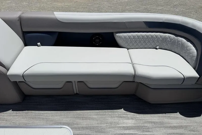 Slide: The Image of Luxurious seating on 2025 Godfrey Sweetwater 2286 SB pontoon boat, featuring elegant upholstery. - 8