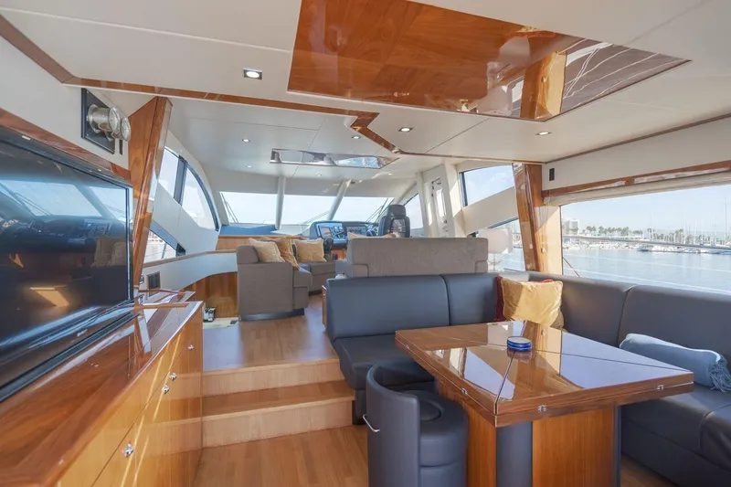 Slide: The Image of Luxurious interior of 2010 Sunseeker Manhattan 60 yacht with elegant wood finishes. - 32