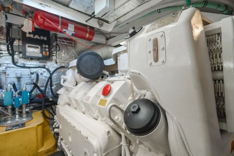 Slide: The Image of Engine room of 2010 Sunseeker Manhattan 60 yacht with MAN engine components. - 36