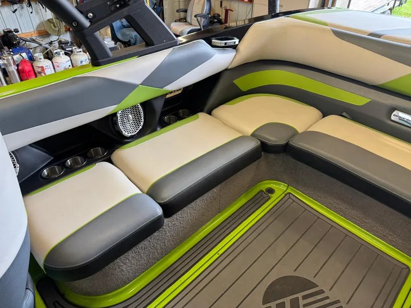 Slide: The Image of Luxurious interior of a 2016 Malibu Wakesetter 23 LSV boat with stylish seating. - 11