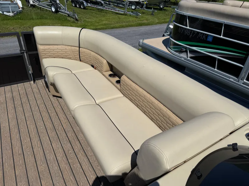 Slide: The Image of 2022 Montego Bay 8522 2PT BK DLX Fish & Cruise boat with beige seating. - 11