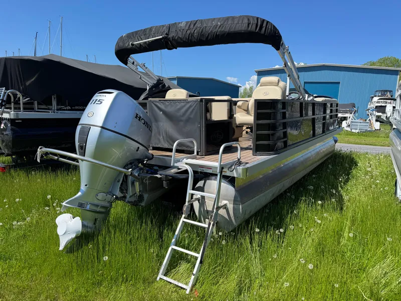 Slide: The Image of 2022 Montego Bay 8522 2PT BK DLX Fish & Cruise pontoon boat with Honda motor. - 4