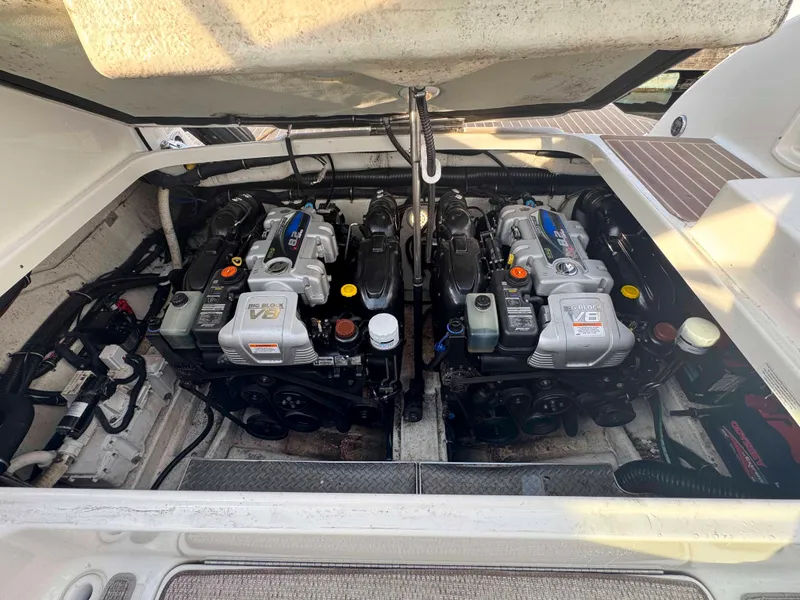 Slide: The Image of 2015 Formula 350 Crossover Bowrider engine compartment with dual V8 engines. - 27