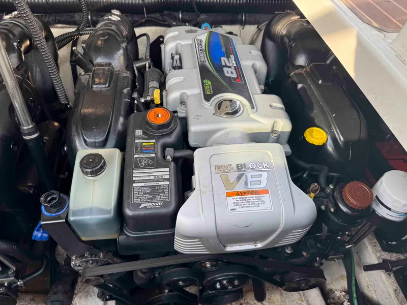 Slide: The Image of Engine of a 2015 Formula 350 Crossover Bowrider, showcasing a powerful V8 configuration. - 29