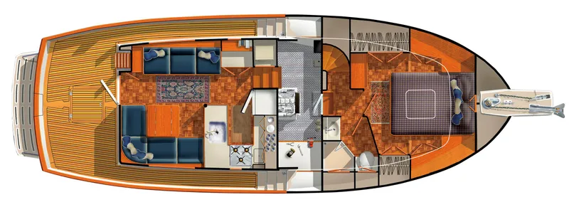 Slide: The Image of Floor plan of a 1999 Krogen 39 yacht, showcasing interior layout and design. - 3
