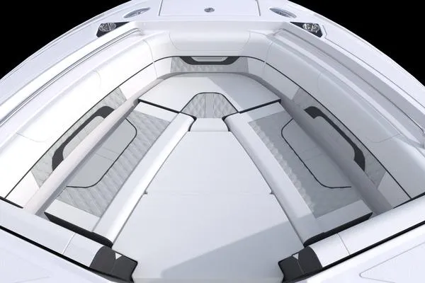 Slide: The Image of 2024 Blackfin 232DC boat interior with sleek, modern seating design. - 40