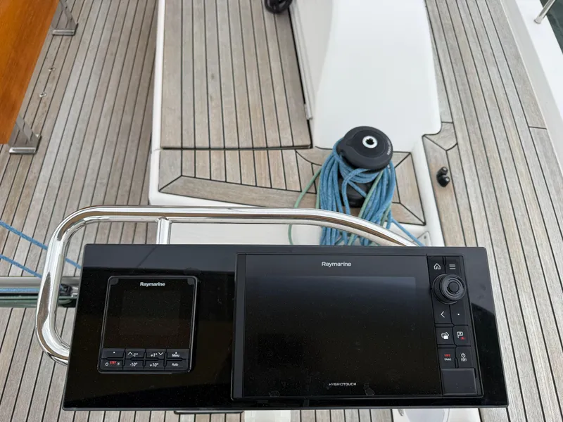 Slide: The Image of Cockpit of 2019 X-Yachts X4⁶ with Raymarine navigation system and winch. - 9
