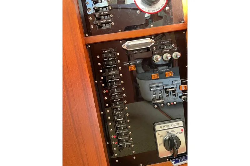 Slide: The Image of Laundry area with Whirlpool appliance on 1991 Grand Banks 46 Motoryacht. - 26