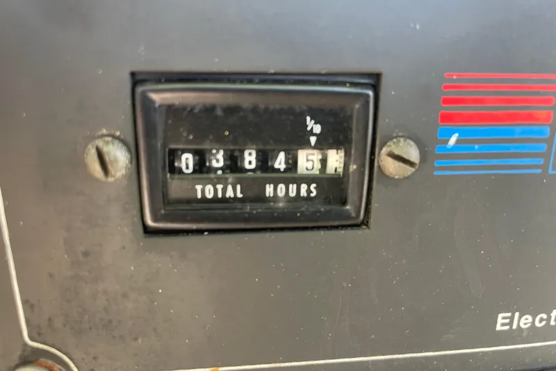 Slide: The Image of Hour meter showing 3845 total hours on 1991 Grand Banks 46 Motoryacht. - 57