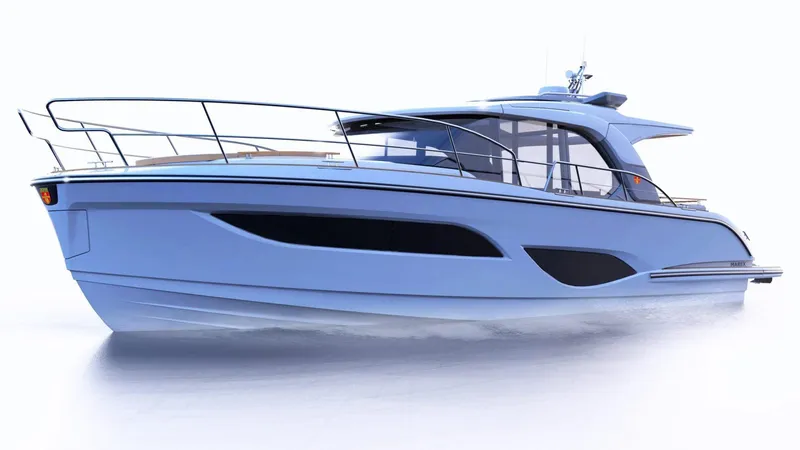 The Image of 2025 Marex 440 Scandinavia yacht, sleek design, cruising on water. - 1