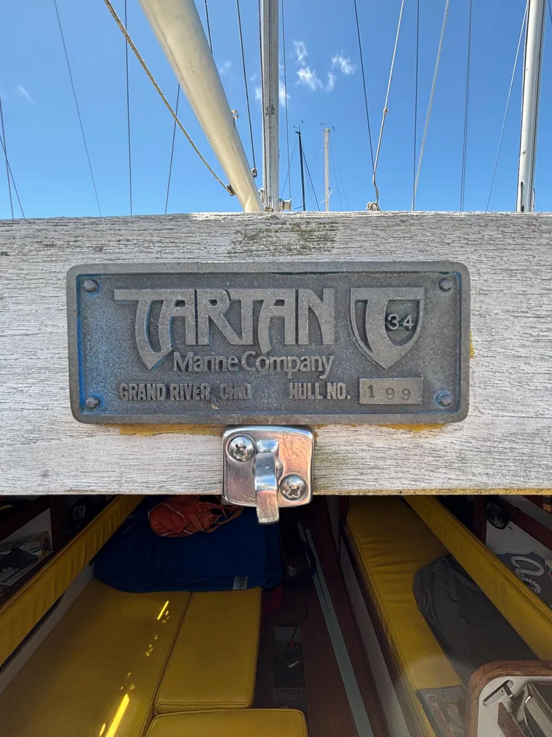 Slide: The Image of Plaque on 1972 Tartan 34C sailboat, Grand River, Ohio, hull number 199. - 23